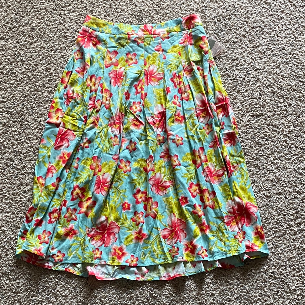 Forever 21 Floral Skirt in Blue and Red